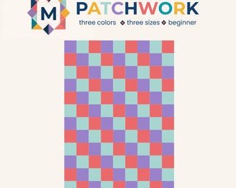 Patchwork Grid Quilt Pattern: Beginner-Friendly (Crib, Throw, Queen Sizes) (PDF Pattern)