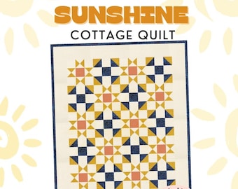 Sunshine Cottage Quilt Pattern: Beginner Friendly, 3 Sizes (PDF Download)