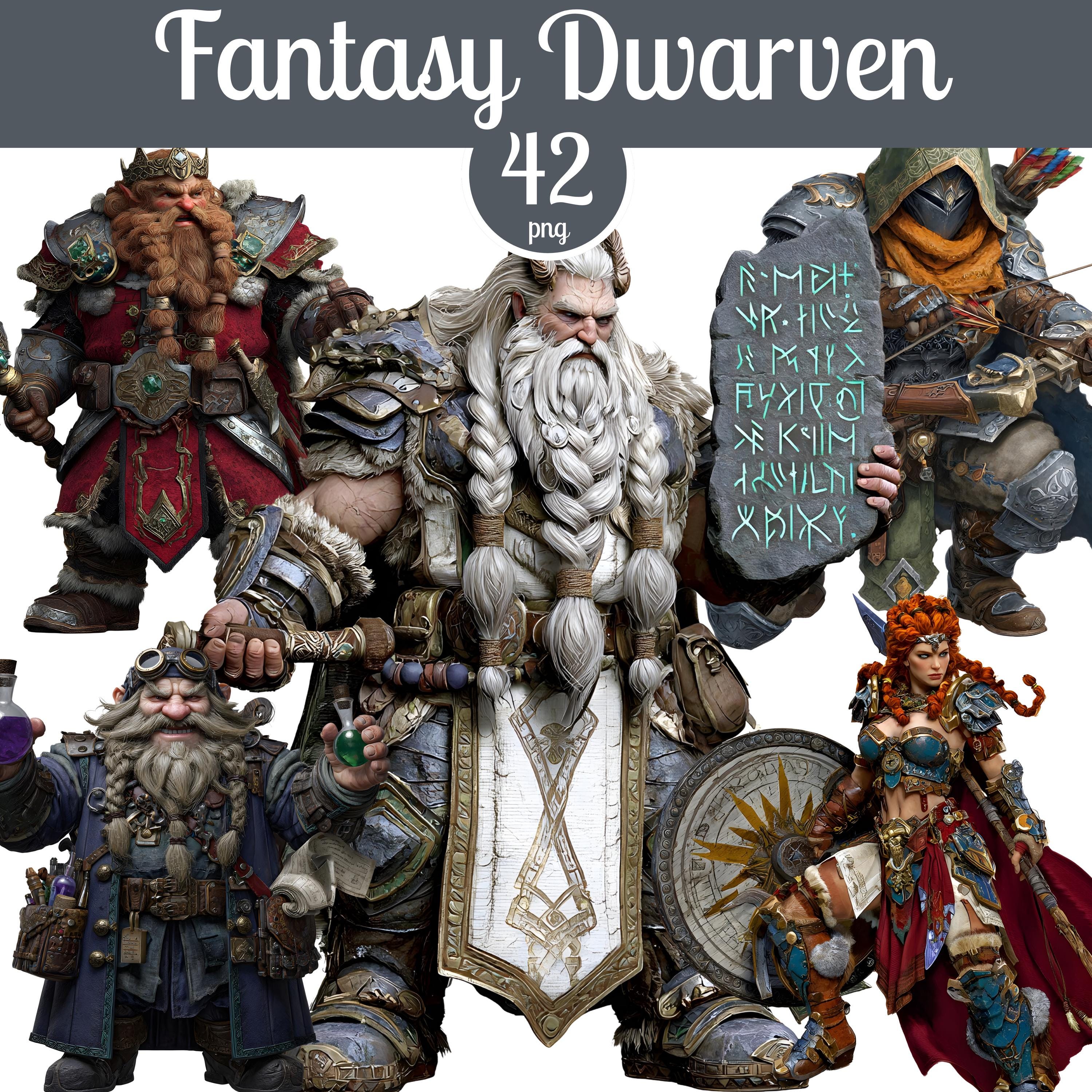 Fantasy Dwarf Clipart Bundle: 42 Dwarven Warrior RPG Characters, High ...