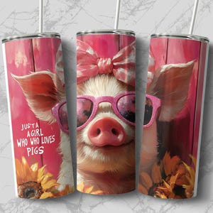 Just A Girl Who Loves Pigs Tumbler Wrap, Cute Pig 20oz Skinny Tumbler Wrap PNG, Funny Pig Tumbler Wrap PNG, Sublimation Tumbler Design