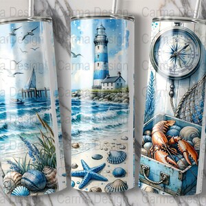 Costal Beach Ocean PNG-sublimatieontwerp instant digitale download, schattige graphics, 20oz bekerontwerp, vakantie, png afbeelding 3