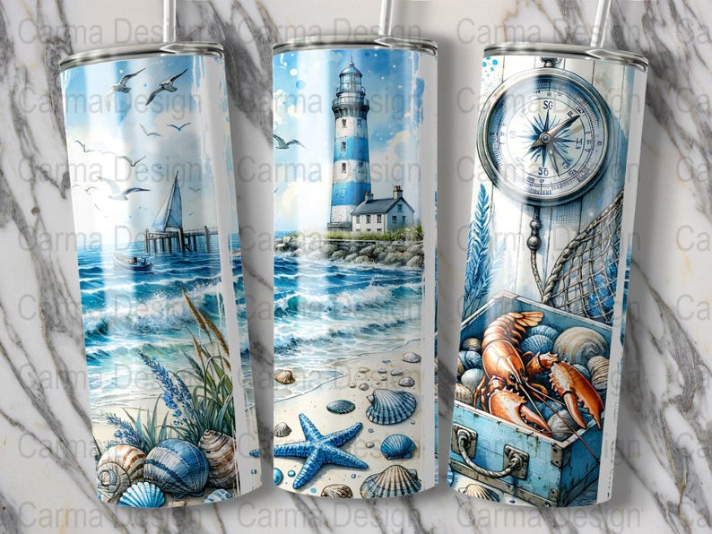 Costal Beach Ocean PNG-sublimatieontwerp instant digitale download, schattige graphics, 20oz bekerontwerp, vakantie, png afbeelding 3