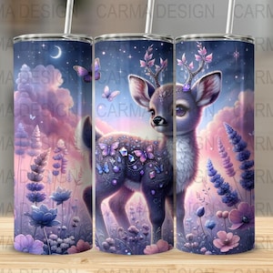Magical Deer Tumbler Sublimation Design: Fantasy Creature PNG (Digital Download)