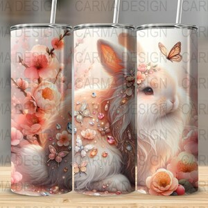 Magical Rabbit Fantasy Creature 20 oz Skinny Tumbler Sublimation Design Digital Download PNG Instant DIGITAL ONLY, Tumbler Wrap