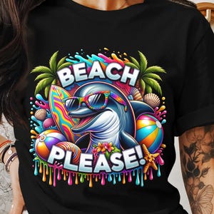 Beach Summer Dophin Sublimation PNG 300 DPI, Vacation & Holiday Gift for Beach Lovers and Summer Enthusiasts