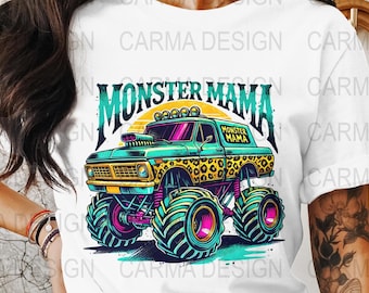 Mamá de Monster Truck (Png), Diseño de camiseta de mamá de Monster Truck, Mamá divertida (Png), Mamá divertida, Descarga digital del Día de la Madre
