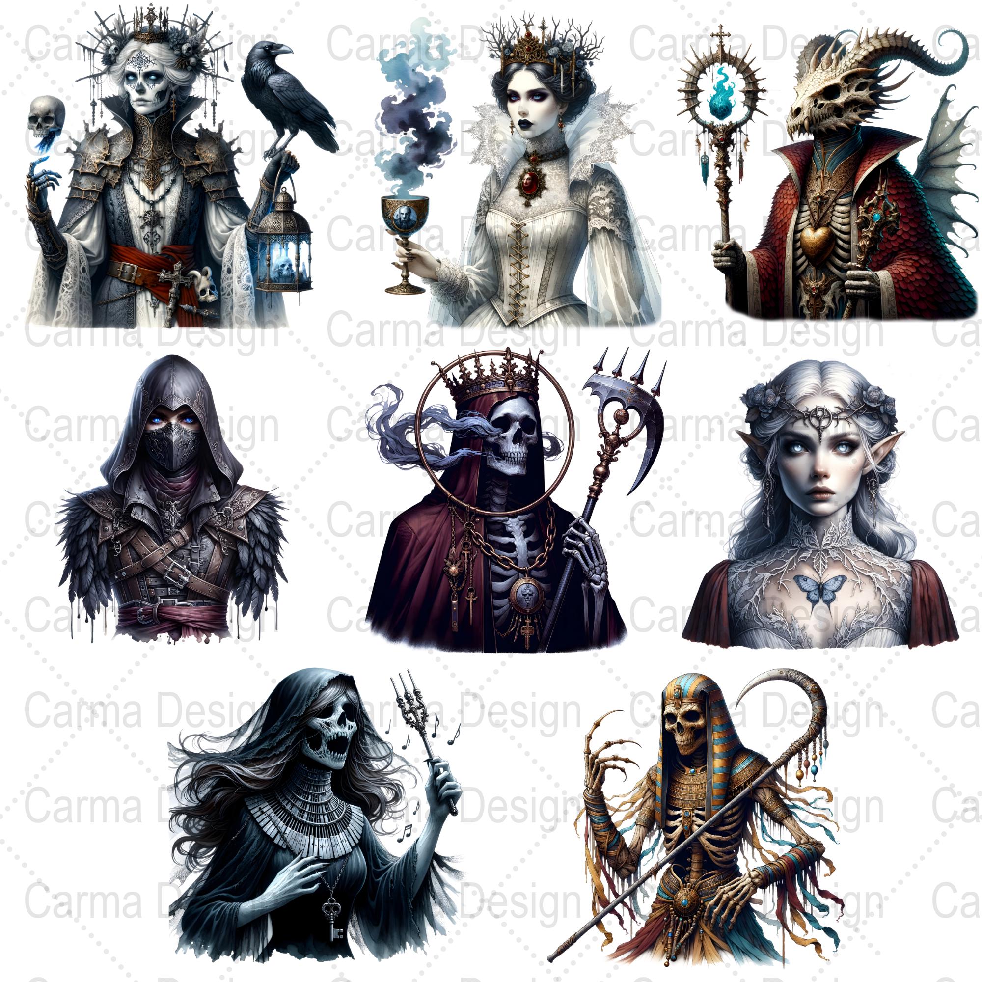 Gothic Fantasy Characters, Clipart Bundle 1, Digital PNG Bundle, Dark ...