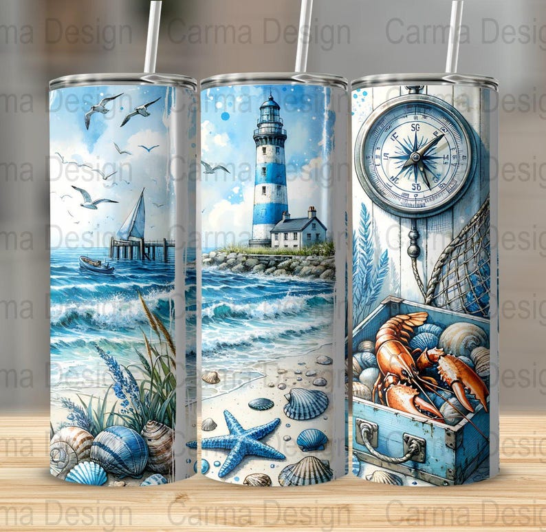 Costal Beach Ocean PNG-sublimatieontwerp instant digitale download, schattige graphics, 20oz bekerontwerp, vakantie, png afbeelding 1