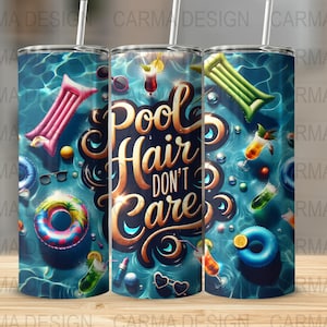 Pool Party Summer Tumbler Wrap PNG, 20oz Skinny Tumbler Design, Digital Download, Sublimation Design, Fun Vacation Gift