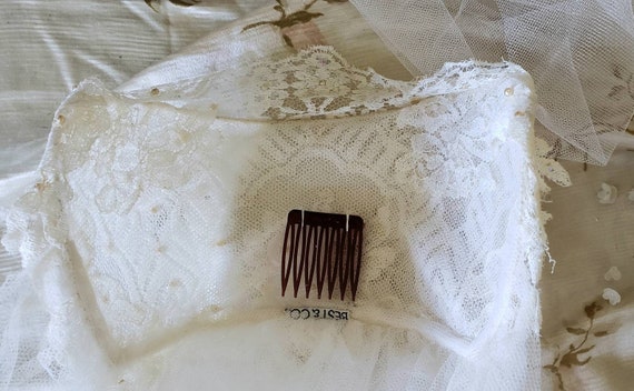 Vintage lace veil bridal veil wedding veil 50's w… - image 4