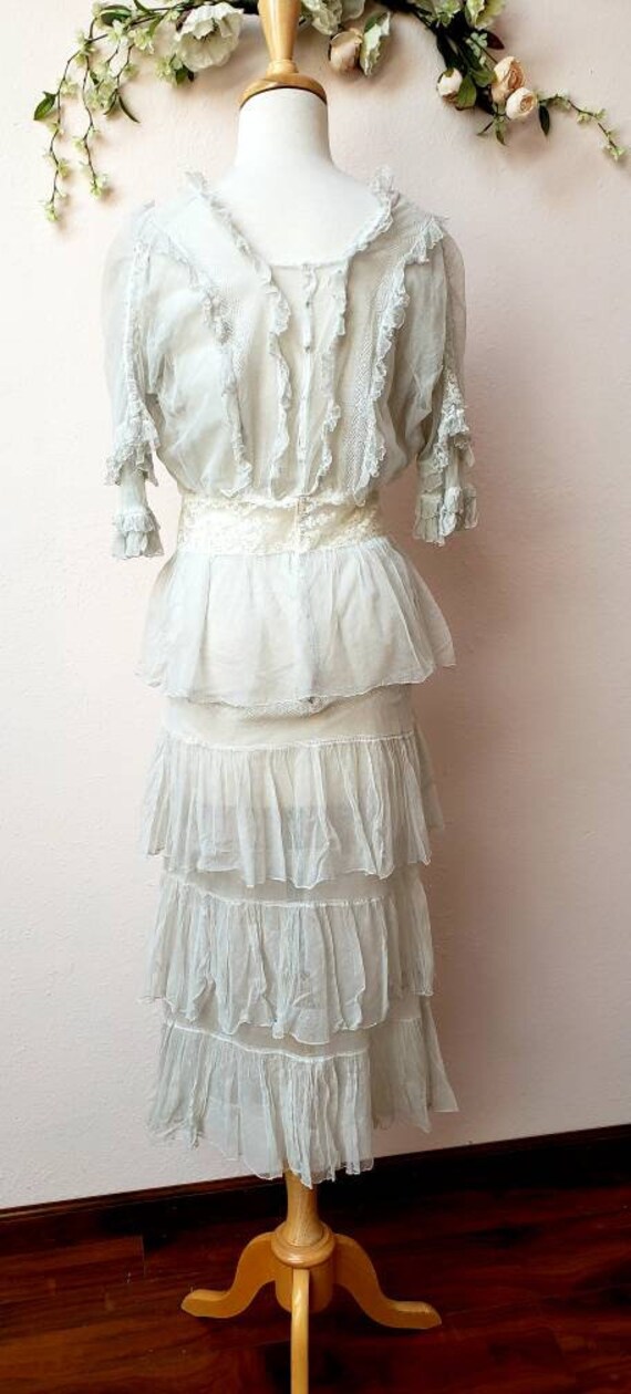 Edwardian net lace vintage bridal wedding dress - image 2