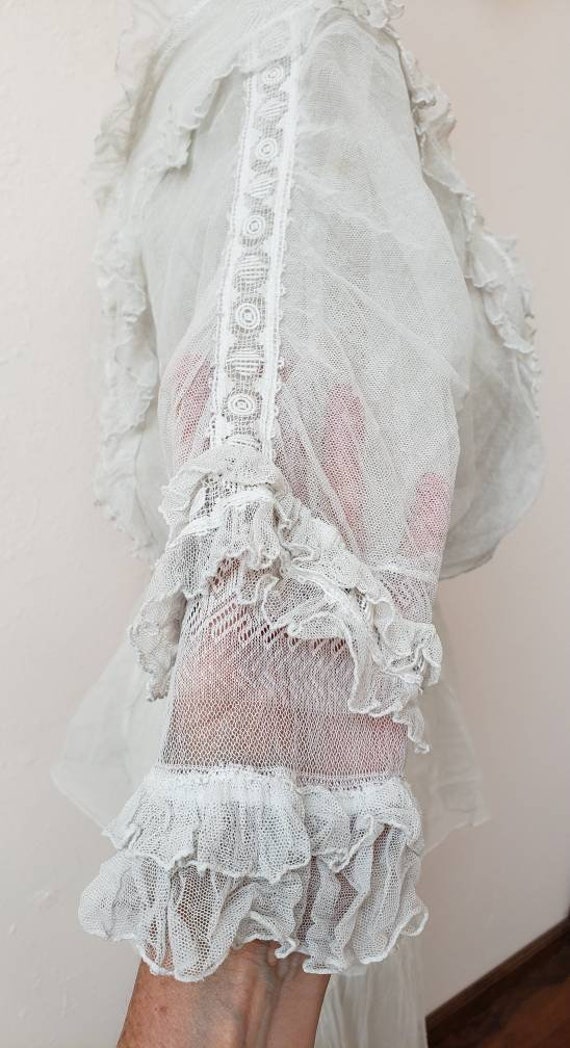 Edwardian net lace vintage bridal wedding dress - image 3