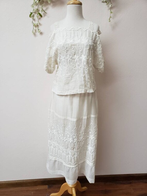 XL Vintage Edwardian 2 piece wedding dress bridal… - image 7