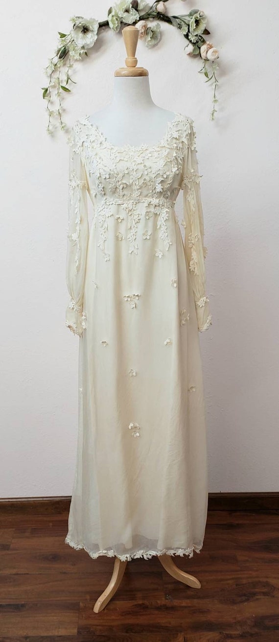 Vintage 70's floral wedding dress bridal gown