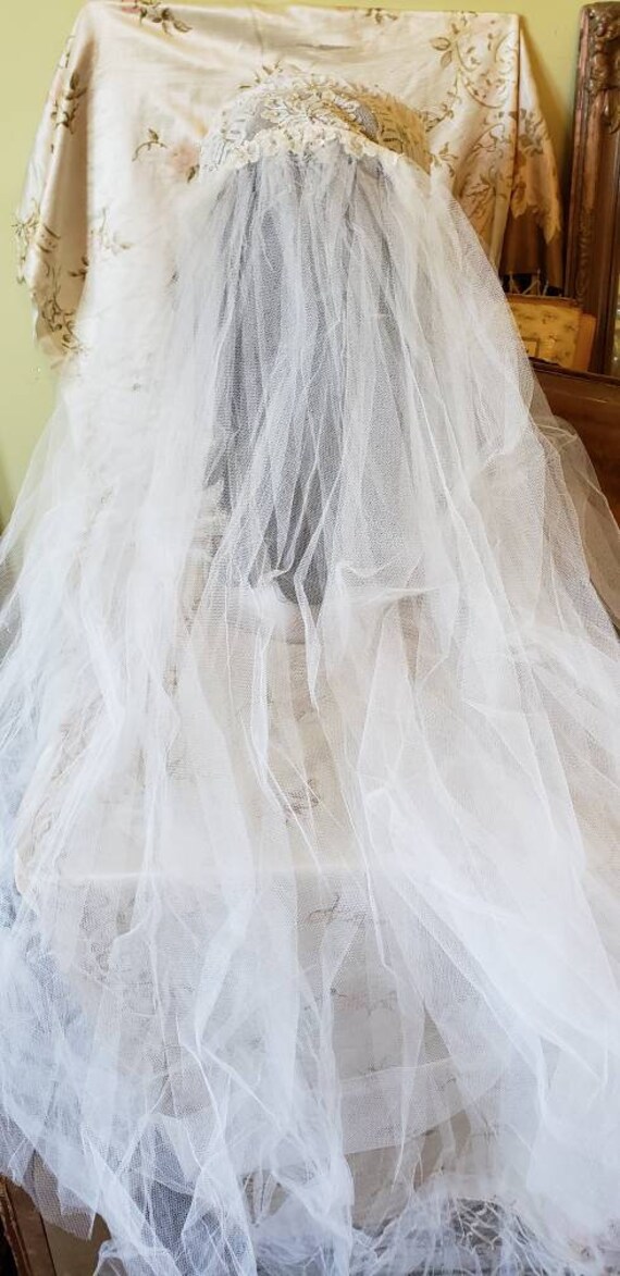 Vintage lace veil bridal veil wedding veil 50's w… - image 3