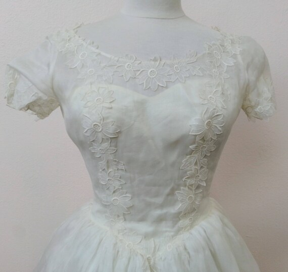 1950's white organza ballgown bridal gown