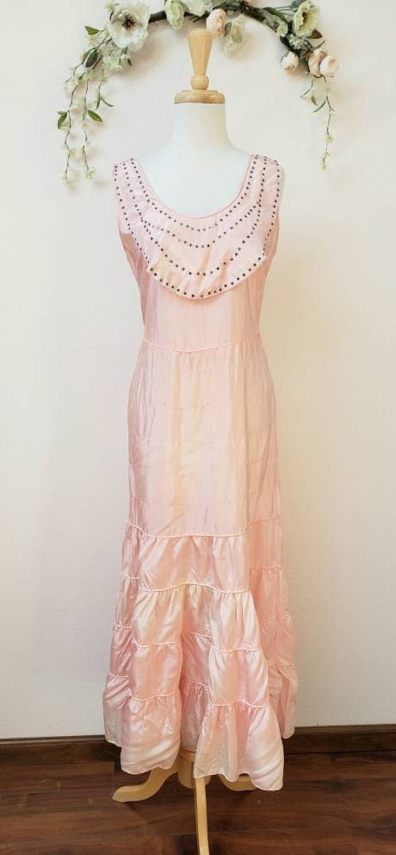 1940's vintage pink dress with rhinestones