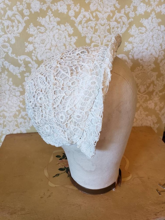 Vintage 40's Wedding bridal hat lace hairpiece