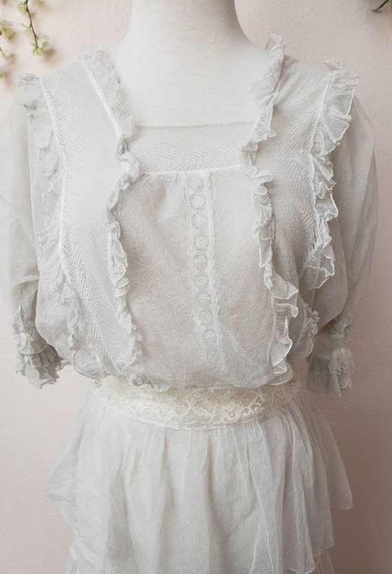 Edwardian net lace vintage bridal wedding dress - image 4