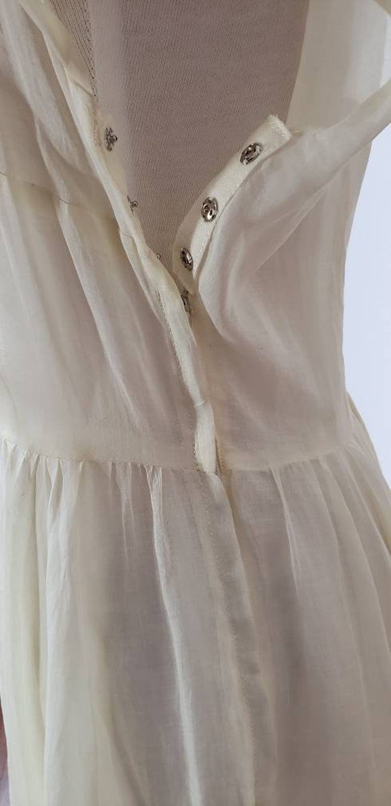 1940's vintage pale yellow organza bridal dress w… - image 6