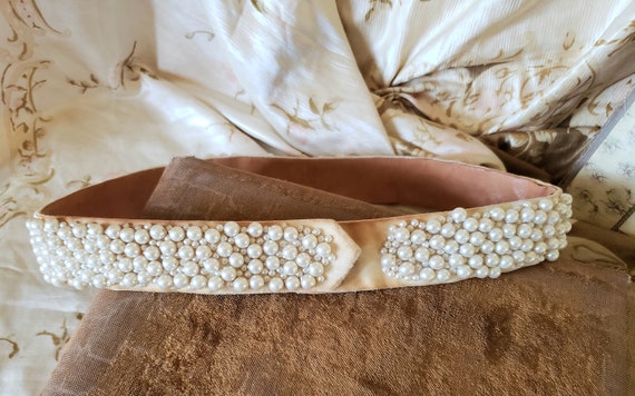 Vintage pearl belt, bridal sash - image 4