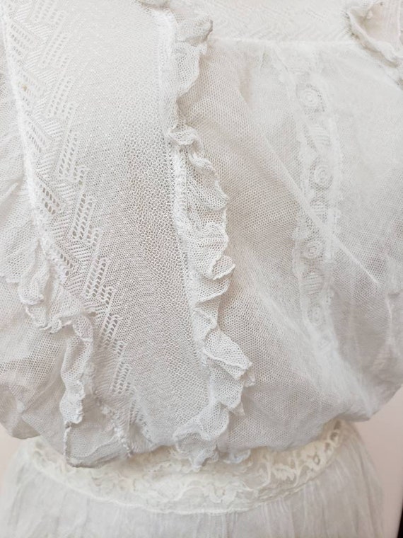 Edwardian net lace vintage bridal wedding dress - image 5