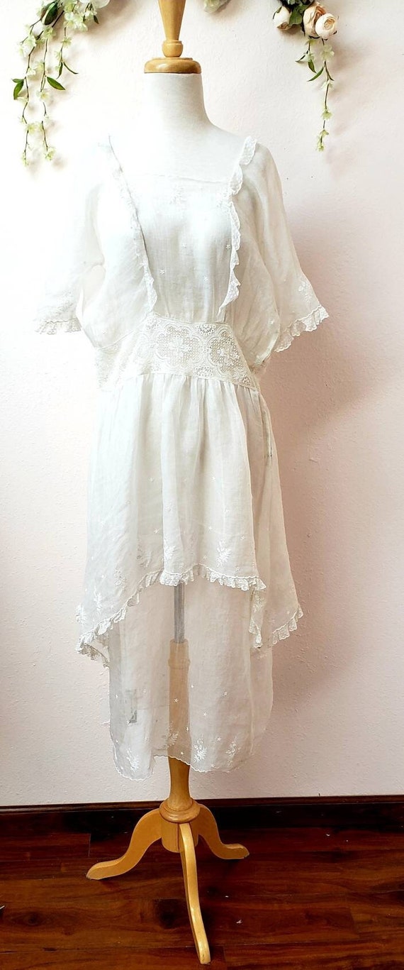 Lg.Edwardian dress white lace bridal dress vintage