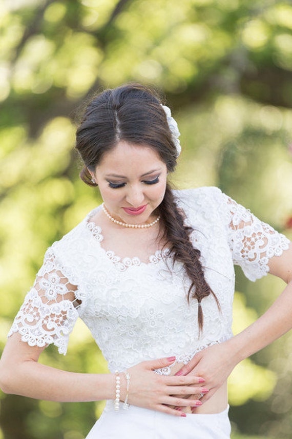 Vintage lace top lace bridal top bridal crop top