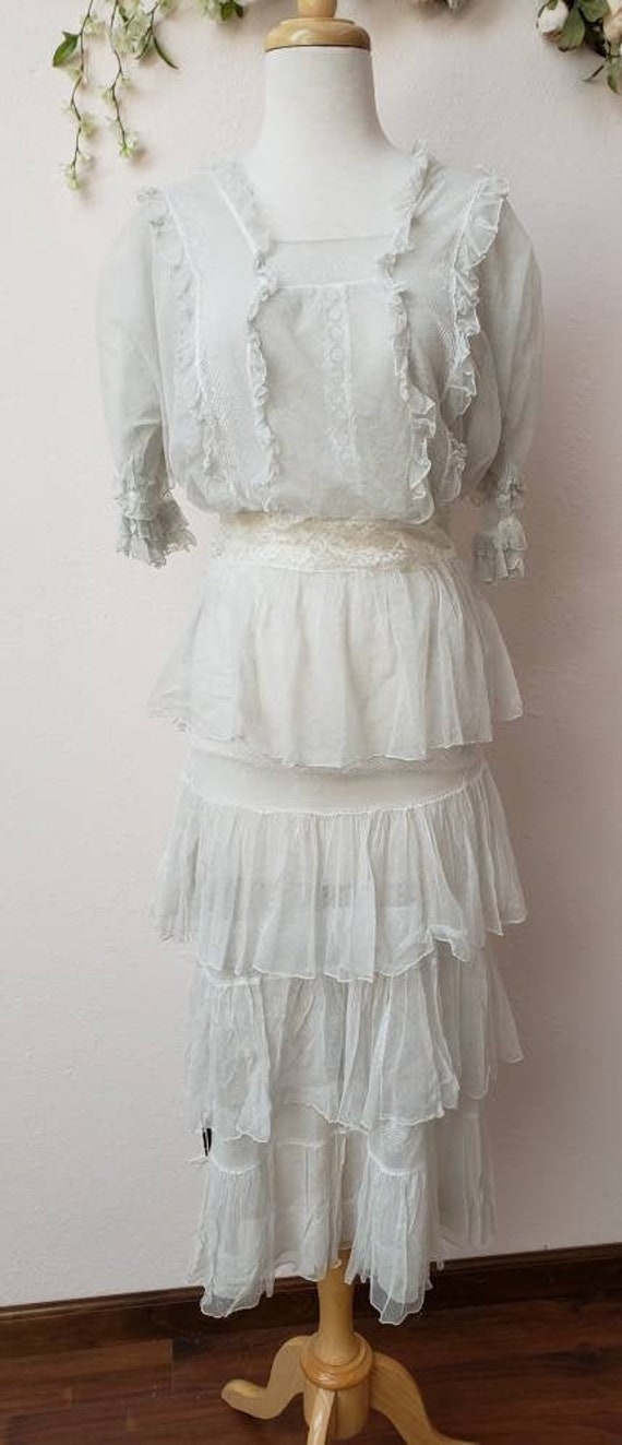 Edwardian net lace vintage bridal wedding dress