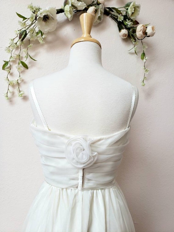 Vintage chiffon bridal wedding dress with spaghet… - image 6