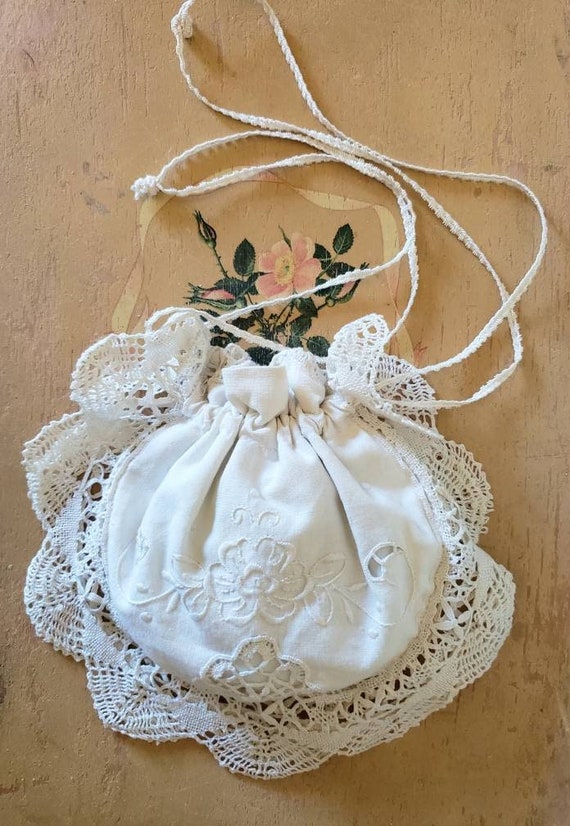 Vintage lace Bridal bag embroidered