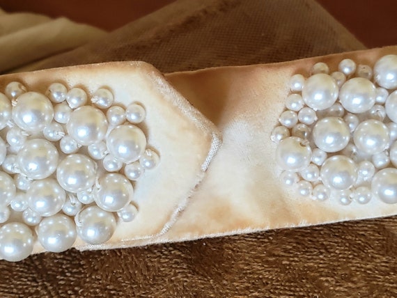 Vintage pearl belt, bridal sash - image 3