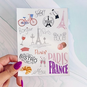 Paris Travel laptop sticker, cute sticker, laptop decal, tumbler sticker, water bottle sticker, water bottle decal 6PKG