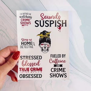 True Crime Stickers laptop sticker, funny sticker, laptop decal, tumbler sticker, water bottle sticker, water bottle decal 10GRP