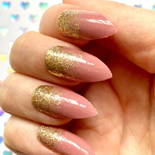 Dusty Pink Nails With Gold Glitter Ombre Neutral Pink And Etsy Singapore Dusty Pink Nails With Gold Glitter Ombre Neutral Pink And Etsy Singapore