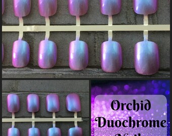 Duochrome Press On Nails Chameleon Fake Nails Color Etsy