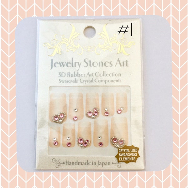 Nail Art Decals from Japan- Your Choice of 3D Nail Art Stickers with Rhinestones, Stars and Crystals for Japanese 3D Nails, DIY Nail Art