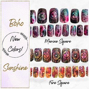 Boho Sunshine Tie Dye Press On Nails Multicolor Mandala Hippie Free Spirit Festival Vacation Vibe Fake Nails With Dreamcatchers image 9