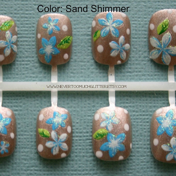 SALE- Japanese Nail Art- Hibiscus Beach- Choose Mocha or Sand Shimmer