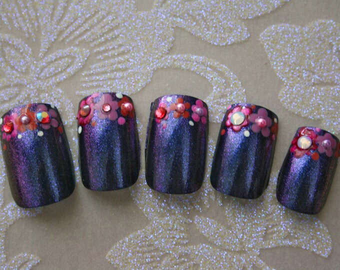 Japanese Nail Art Handpainted Flower French - Etsy