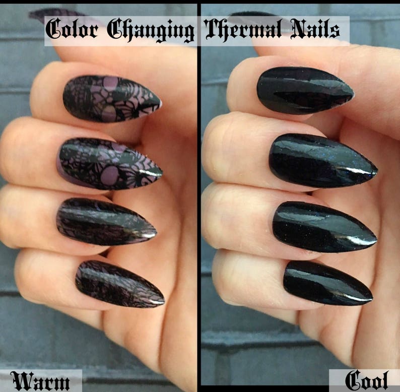 Undercover Skull Color Changing Stiletto Nails Gothic Press Etsy