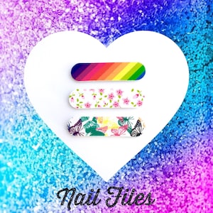 Mini or Large Press On Nail Files | Cute Color Pattern Emery Board | Nail Care Tools | File for Shaping Press On or Natural Nails
