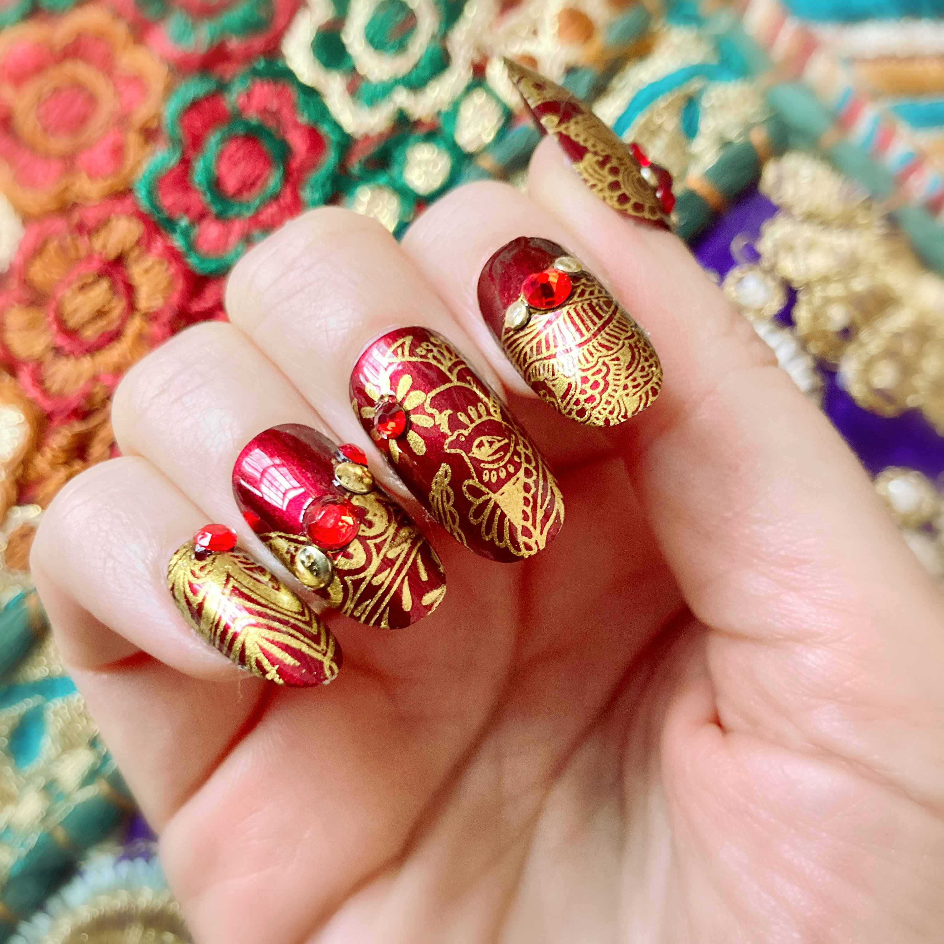 From @aliaabhatt 's natural ombre to gold and red #bridalnails here are  some bridal nail art inspirations for indian brides wanting to… | Instagram