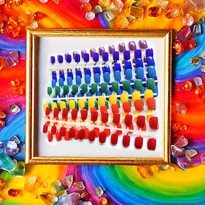 Rainbow Press On Nails Bundle | 10 Sets of Extra Small Short Fake Nails for Pride, DIY Nail Art