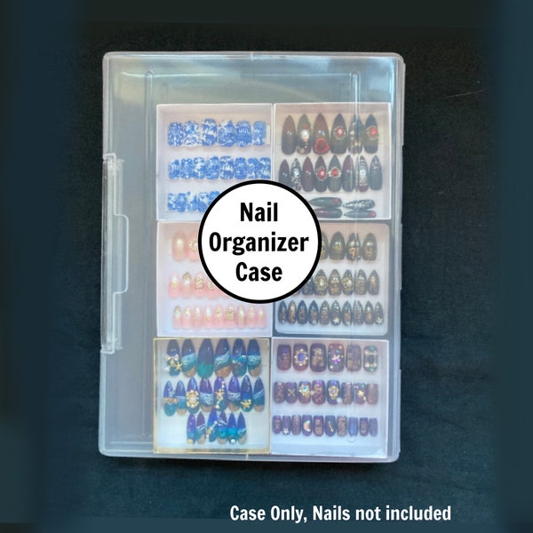 Press On Nail Storage Box | Plastic Organizer for Fake Nails | Clear Plastic Case for Your Nail Collection | Nail Suitcase Travel Box