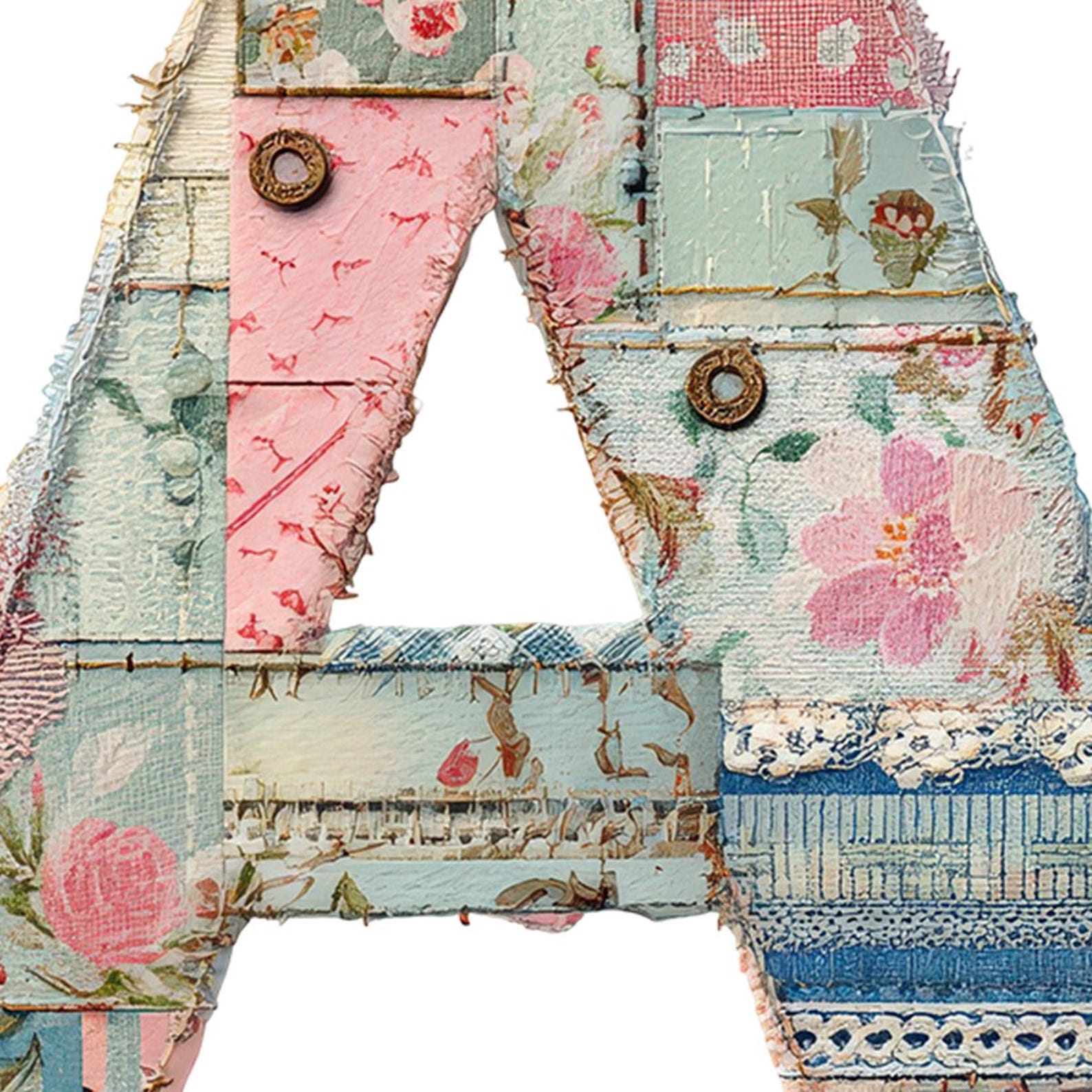 Patchwork Floral Alphabet Clipart: Quilted A-Z Letters (PNG) - Etsy