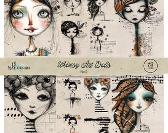 Whimsical Art Dolls: Mixed Media Clipart for Art Journaling (Printable PDF Sheets