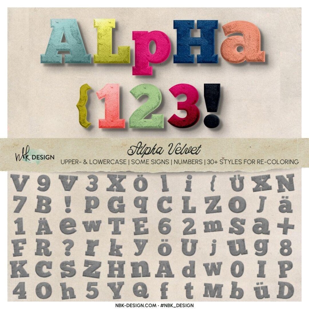Velvet Alphabet PNG Set, Soft Fabric Alpha Letters, Recolorable ...