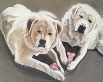 HAND SIGNED Art Card / Dog Valentine Card| Dog Greeting Card| valentine dog treats| 5x 7 OR 8.5 x 11 hand signed dog art print