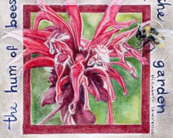 HAND SIGNED Art Card / "Voice of the Garden" / Hand Mounted Hand Signed Art Card- bee quote art